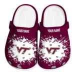 Custom Virginia Tech Hokies Splatter Background Crocs Best selling