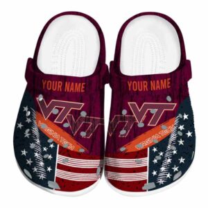 Custom Virginia Tech Hokies Star Spangled Side Pattern Crocs Best selling