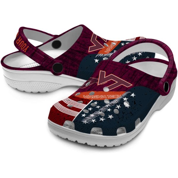 Custom Virginia Tech Hokies Star Spangled Side Pattern Crocs Latest Model