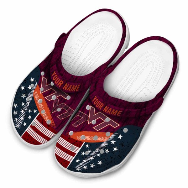 Custom Virginia Tech Hokies Star Spangled Side Pattern Crocs Trendy