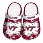 Custom Virginia Tech Hokies Zigzag Paint Burst Crocs Best selling