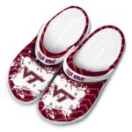 Custom Virginia Tech Hokies Zigzag Paint Burst Crocs Best selling