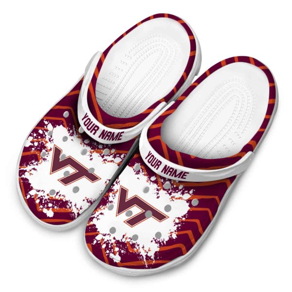 Custom Virginia Tech Hokies Zigzag Paint Burst Crocs Trendy