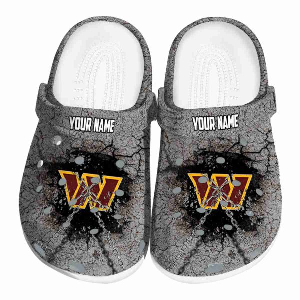 Custom Washington Commanders Cracked Ground Texture Crocs Best selling