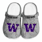 Custom Washington Huskies Cracked Texture Crocs Best selling