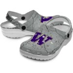 Custom Washington Huskies Cracked Texture Crocs Best selling