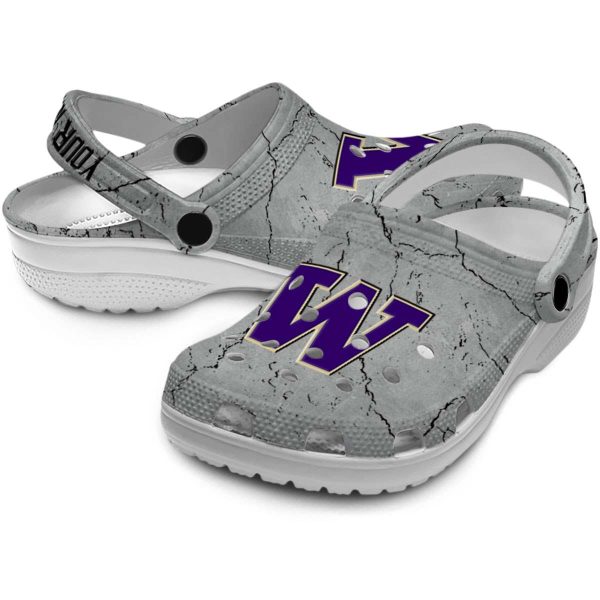 Custom Washington Huskies Cracked Texture Crocs Latest Model