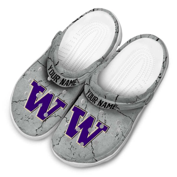 Custom Washington Huskies Cracked Texture Crocs Trendy