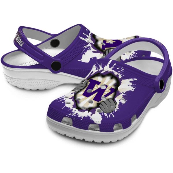 Custom Washington Huskies Gripping Hand Crocs Latest Model