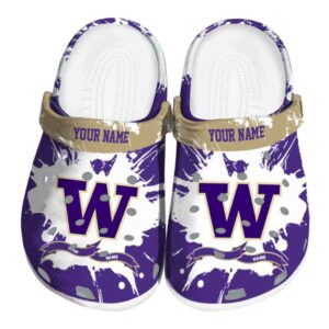 Custom Washington Huskies Splatter Pattern Crocs Best selling