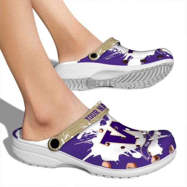Custom Washington Huskies Splatter Pattern Crocs High quality