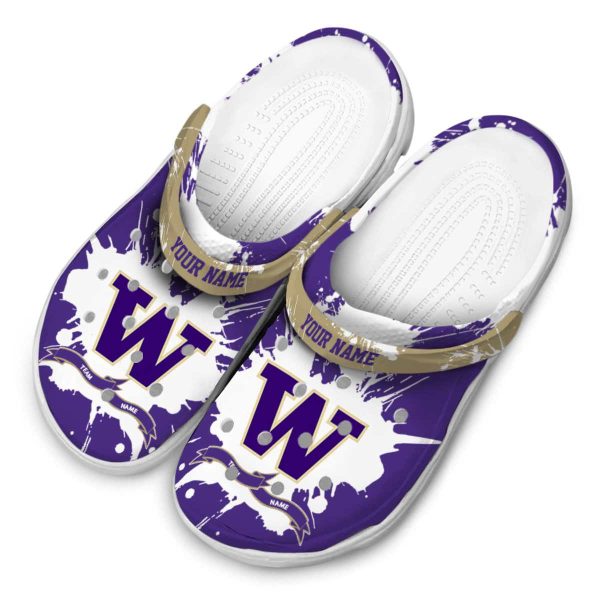 Custom Washington Huskies Splatter Pattern Crocs Trendy