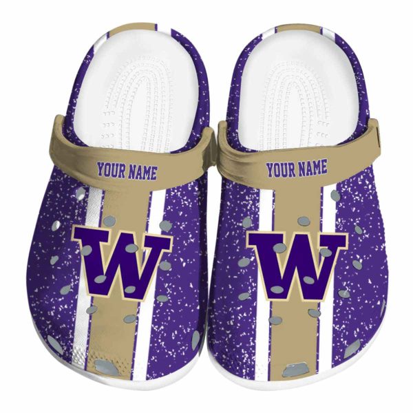Custom Washington Huskies Vertical Stripes Crocs Best selling