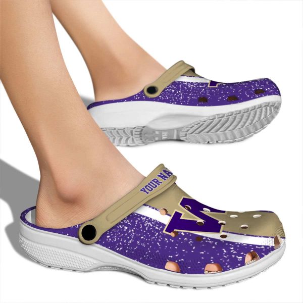 Custom Washington Huskies Vertical Stripes Crocs High quality