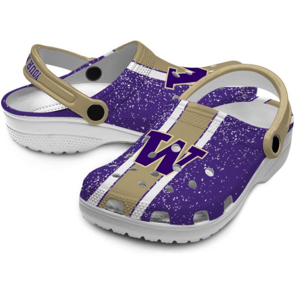 Custom Washington Huskies Vertical Stripes Crocs Latest Model