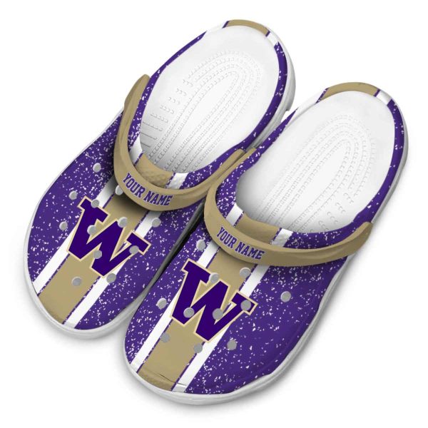 Custom Washington Huskies Vertical Stripes Crocs Trendy