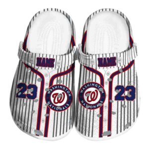 Custom Washington Nationals Pinstripe Pattern Crocs Best selling