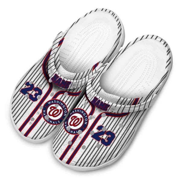 Custom Washington Nationals Pinstripe Pattern Crocs Trendy