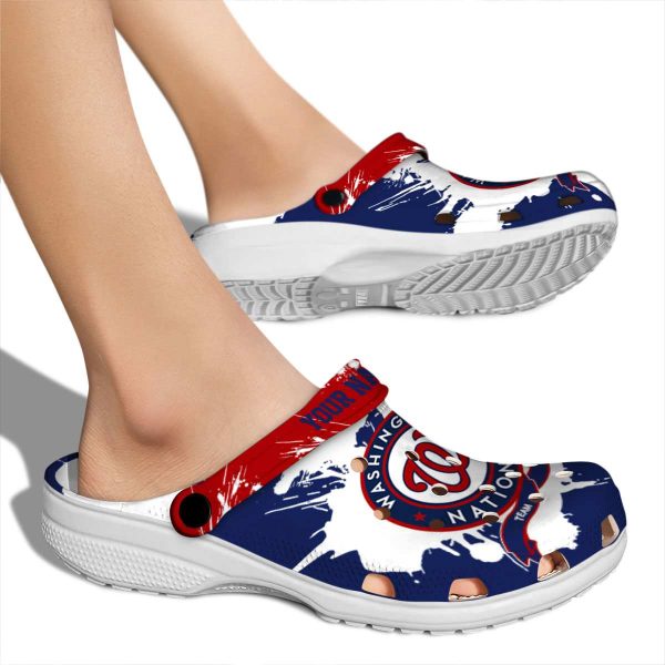 Custom Washington Nationals Splatter Pattern Crocs High quality