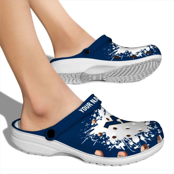 Custom West Virginia Mountaineers Splatter Background Crocs High quality