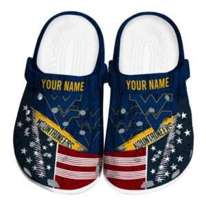 Custom West Virginia Mountaineers Star Spangled Side Pattern Crocs Best selling