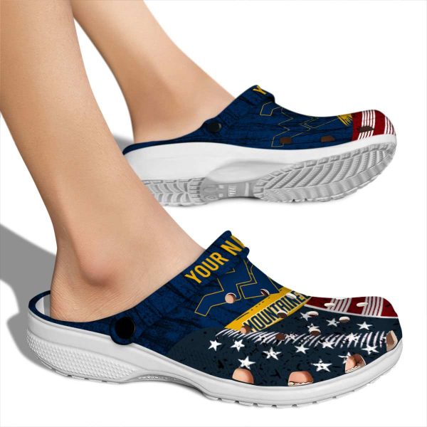 Custom West Virginia Mountaineers Star Spangled Side Pattern Crocs High quality