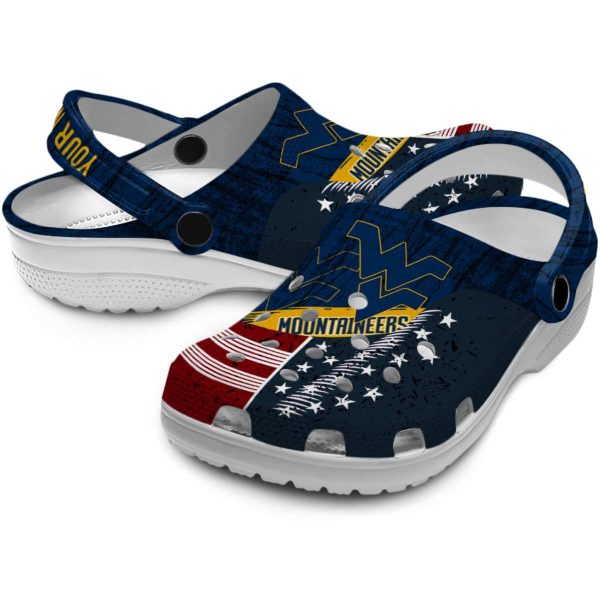 Custom West Virginia Mountaineers Star Spangled Side Pattern Crocs Latest Model