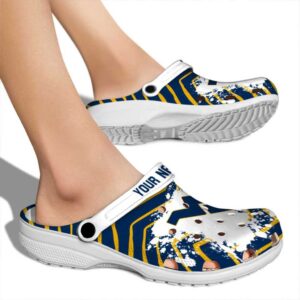 Custom West Virginia Mountaineers Zigzag Paint Burst Crocs High quality