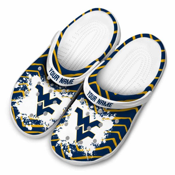 Custom West Virginia Mountaineers Zigzag Paint Burst Crocs Trendy