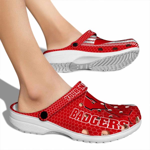 Custom Wisconsin Badgers Contrasting Stripes Crocs High quality