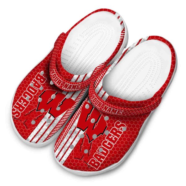 Custom Wisconsin Badgers Contrasting Stripes Crocs Trendy