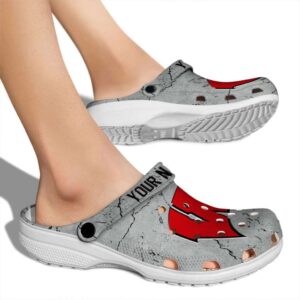 Custom Wisconsin Badgers Cracked Texture Crocs High quality