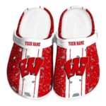 Custom Wisconsin Badgers Vertical Stripes Crocs Best selling