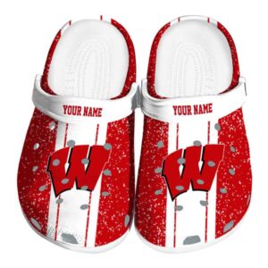 Custom Wisconsin Badgers Vertical Stripes Crocs Best selling