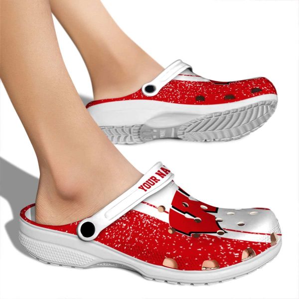 Custom Wisconsin Badgers Vertical Stripes Crocs High quality