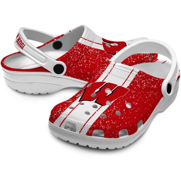 Custom Wisconsin Badgers Vertical Stripes Crocs Latest Model