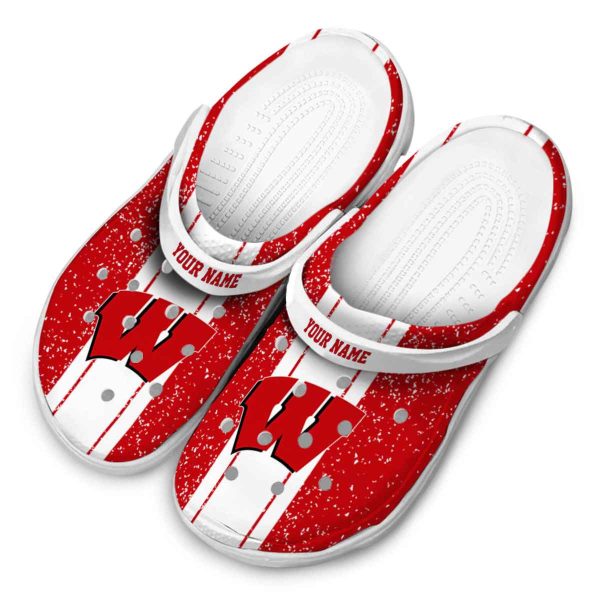 Custom Wisconsin Badgers Vertical Stripes Crocs Trendy