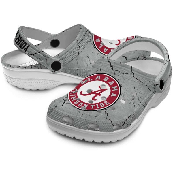 Customized Alabama Crimson Tide Cracked Texture Crocs Latest Model
