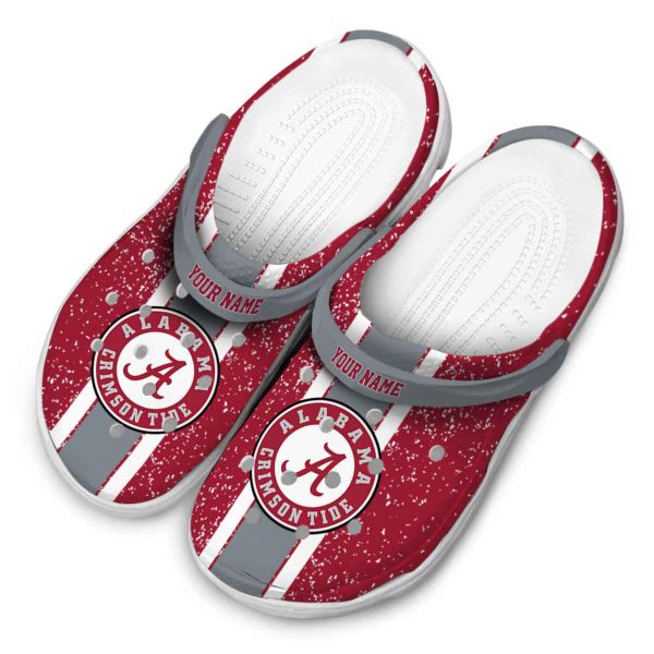 Customized Alabama Crimson Tide Vertical Stripes Crocs Trendy