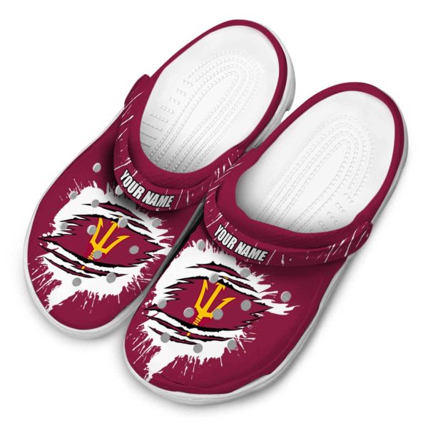 Customized Arizona State Sun Devils Splash Motif Background Crocs Trendy