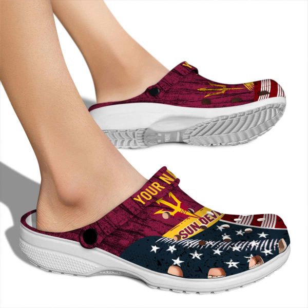 Customized Arizona State Sun Devils Star Spangled Side Pattern Crocs High quality