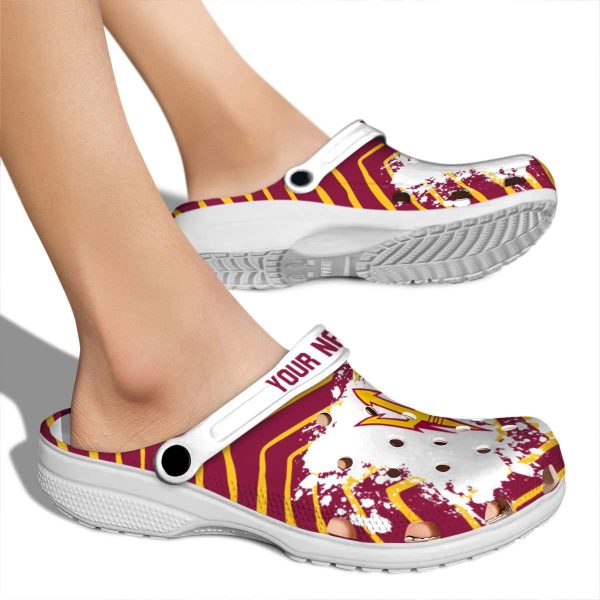 Customized Arizona State Sun Devils Zigzag Paint Burst Crocs High quality