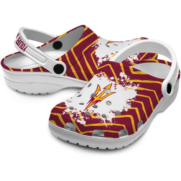 Customized Arizona State Sun Devils Zigzag Paint Burst Crocs Latest Model
