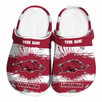 Customized Arkansas Razorbacks Paint Splatter Graphics Crocs Best selling