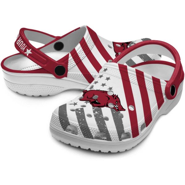 Customized Arkansas Razorbacks Star Spangled Graphic Crocs Latest Model