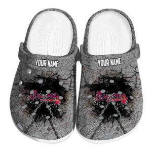 Customized Atlanta Braves Cracked Ground Texture Crocs Best selling