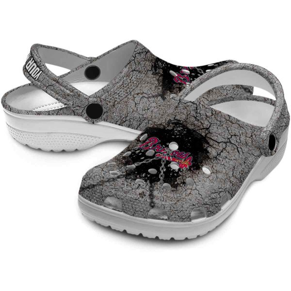 Customized Atlanta Braves Cracked Ground Texture Crocs Latest Model
