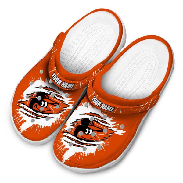 Customized Baltimore Orioles Splash Motif Background Crocs Trendy