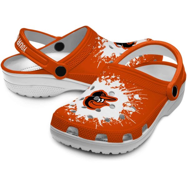 Customized Baltimore Orioles Splatter Background Crocs Latest Model