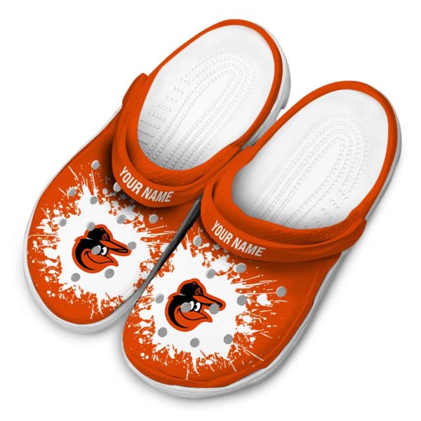Customized Baltimore Orioles Splatter Background Crocs Trendy